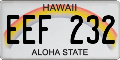HI license plate EEF232