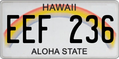 HI license plate EEF236