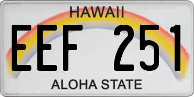 HI license plate EEF251
