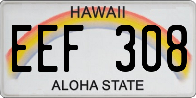 HI license plate EEF308