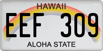HI license plate EEF309