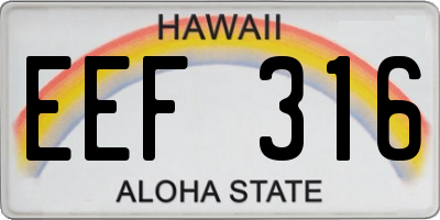 HI license plate EEF316