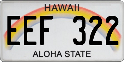 HI license plate EEF322