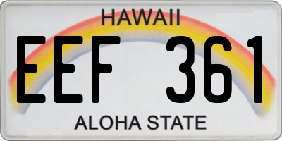 HI license plate EEF361