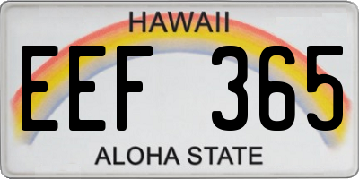 HI license plate EEF365