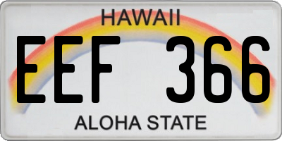 HI license plate EEF366