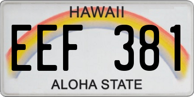 HI license plate EEF381
