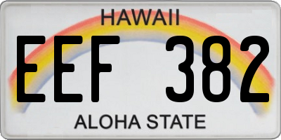 HI license plate EEF382