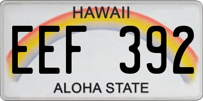 HI license plate EEF392