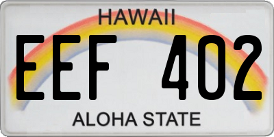 HI license plate EEF402