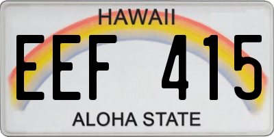 HI license plate EEF415
