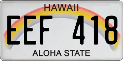 HI license plate EEF418