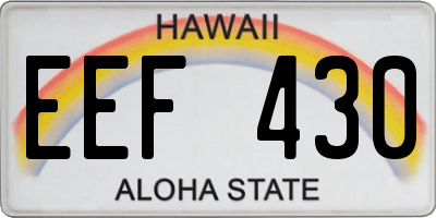 HI license plate EEF430