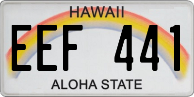 HI license plate EEF441