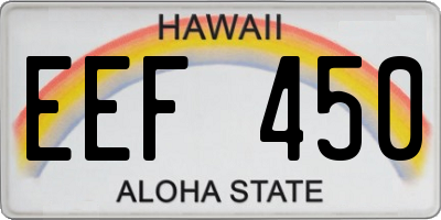 HI license plate EEF450