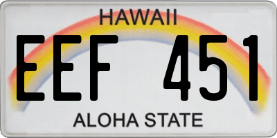 HI license plate EEF451