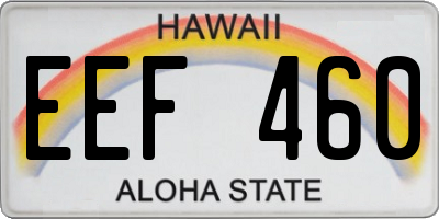 HI license plate EEF460