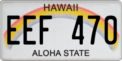 HI license plate EEF470