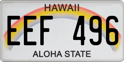 HI license plate EEF496