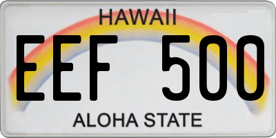 HI license plate EEF500