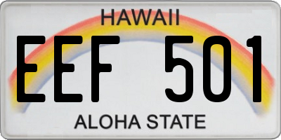 HI license plate EEF501