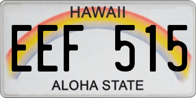 HI license plate EEF515