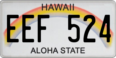 HI license plate EEF524