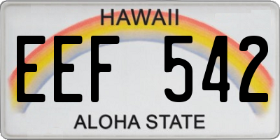 HI license plate EEF542