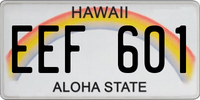 HI license plate EEF601
