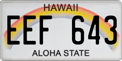 HI license plate EEF643