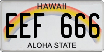 HI license plate EEF666