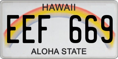HI license plate EEF669