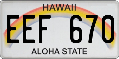 HI license plate EEF670
