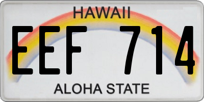 HI license plate EEF714