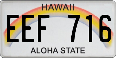 HI license plate EEF716
