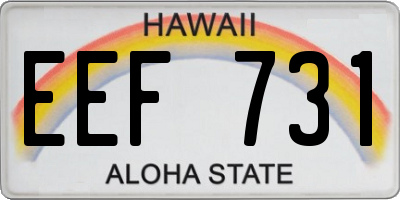 HI license plate EEF731