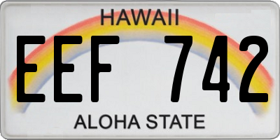 HI license plate EEF742