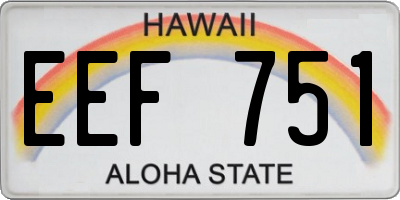 HI license plate EEF751