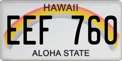 HI license plate EEF760