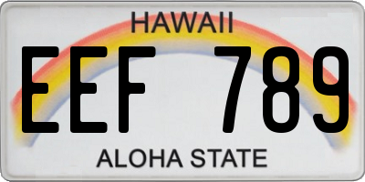 HI license plate EEF789