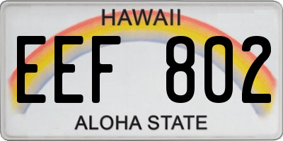 HI license plate EEF802