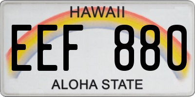 HI license plate EEF880