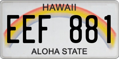 HI license plate EEF881