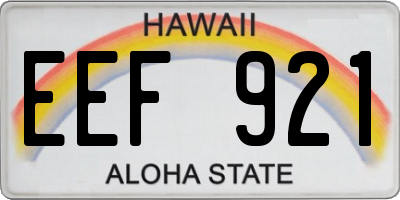 HI license plate EEF921
