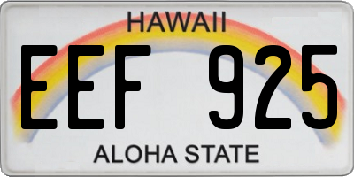 HI license plate EEF925