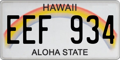 HI license plate EEF934