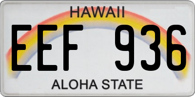 HI license plate EEF936