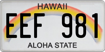 HI license plate EEF981