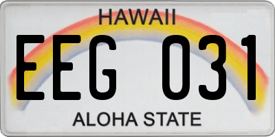 HI license plate EEG031