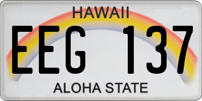 HI license plate EEG137